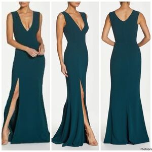 NWOT Dress the Population Sandra Maxi Gown Pine Green !$198 Size Small